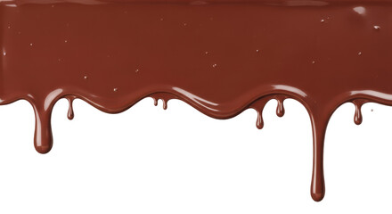 Melted chocolate syrup dripping down in a delicious sweet border. Isolated on transparent background, png