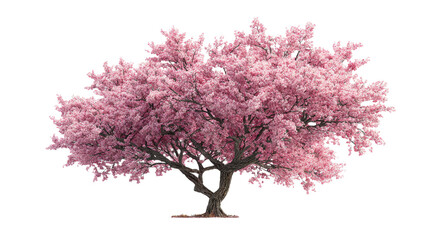 Fototapeta premium Stunning Pink Cherry Blossom Tree, Isolated Beauty, Hyper-Realistic, Ideal for Spring Designs