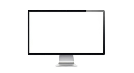 Modern computer monitor mockup with blank white screen isolated on transparent background, png