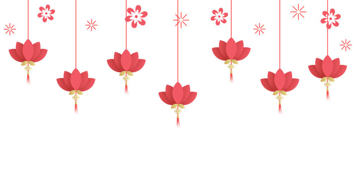 Lotus flower hanging for Vesak day decoration. Vesak day vector illustration