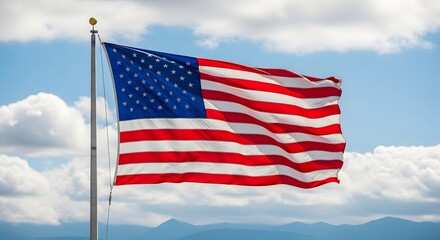 Obraz premium Celebrating national freedom day under the american flag on a sunny day