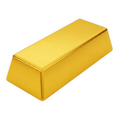 Gold bar with smooth surface isolated on transparent background