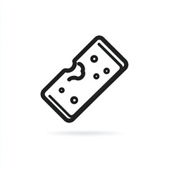 Black outline image of a rectangular cracker with bite marks and circular holes