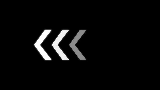 black and white arrow,Animated Left-directional white arrow for the overlay. next button concept animation.Left-directional arrow loop animation .arrow