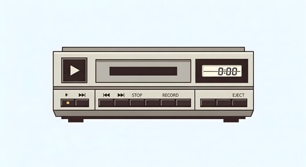 Obraz premium 1980s Videocassette Recorder Isolated on Neutral Background Ilustration