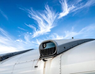 Fototapeta premium Airplane Engine Closeup with Blue Sky.