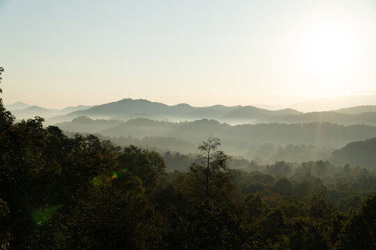 Unedited - Sunrise over the Great Smoky Mountains in Tennessee. These Blue Ridge mountains are like no other!	