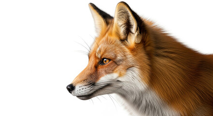 Obraz premium A sharp and clean red fox portrait isolated on white background, ideal for wildlife and nature designs.