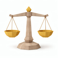 Symbol of Equilibrium: A simple yet elegant scales of justice, crafted in a geometric style, symbolizing balance, fairness, and the principles of law.