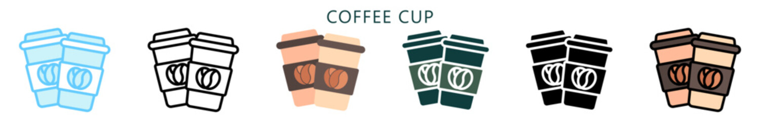 Coffee Cup Multi Style Icon. Mini Illustration Relate To Food, Gastronomy. Use For Modern Concept, Ui, Ux Web And App Development.