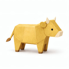Origami Cow: A simple yet elegant origami cow, folded with precision and care, stands in a studio setting.
