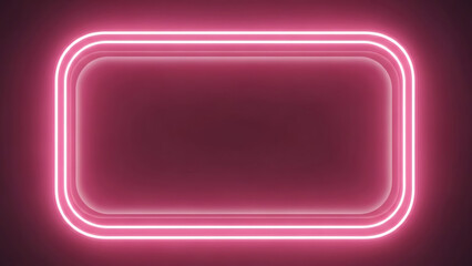 Fototapeta premium Neon Pink Rectangle Frame with Glowing Edges on Dark Background