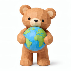 Teddy Bear Holding the Globe: A charming teddy bear tenderly cradles the planet Earth. Capturing a sense of global connection and environmental awareness.