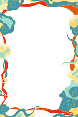 Fototapeta premium Colorful Chinese Cloud Frame Border on White Background