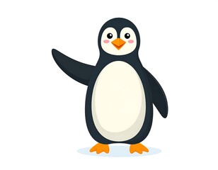 Fototapeta premium Cartoon Penguin Character Standing Isolated.