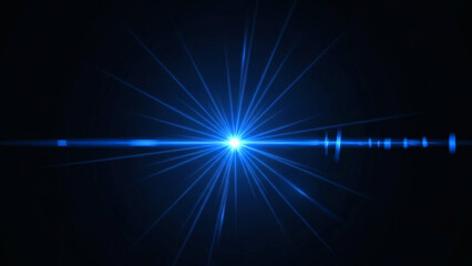 Fototapeta premium Blue Light Beam with Radiating Lines on Dark Background