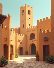 Obraz premium The Geometry of the Desert: Ancient Adobe and Stone Architecture