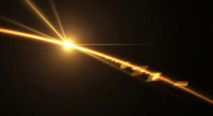 Fototapeta premium Bright Light Beam with Lens Flares and Rays on Dark Background
