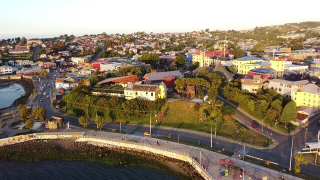 Ancud Waterfront Promenade, Coastal View and Seascape, Chiloe Island, Chile