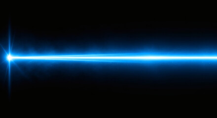 Obraz premium Vibrant Blue Light Beam Radiating from a Bright Source Against a Dark Background