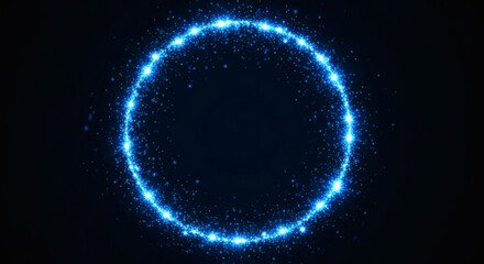 Obraz premium Glowing Blue Circle with Sparkling Particles on Dark Background