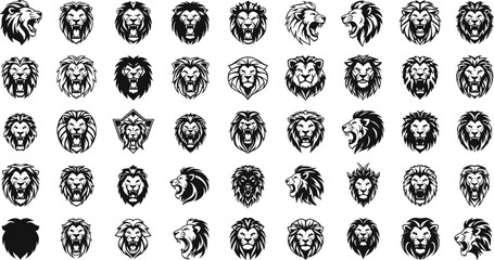 Collection of 35 unique lion head logos in various styles © Crazy Dreamy Boy