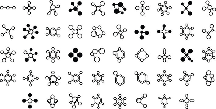Collection of molecular structure diagrams for chemistry and science