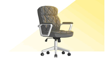 Fototapeta premium Elegant quilted office chair with armrests on casters in bright modern setting