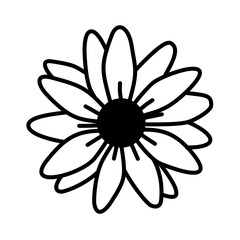 Fototapeta premium Daisy Flower Line Art Illustration, Minimalist Floral Vector Icon, Botanical Outline Artwork, Simple Garden Bloom Concept