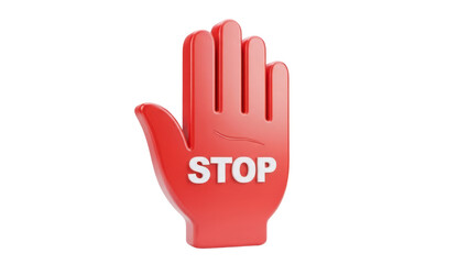 Obraz premium Stop hand sign. Red stop sign 3d icon