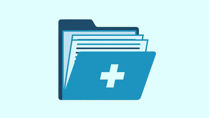 Fototapeta premium Digital healthcare folder with medical cross symbol on light background