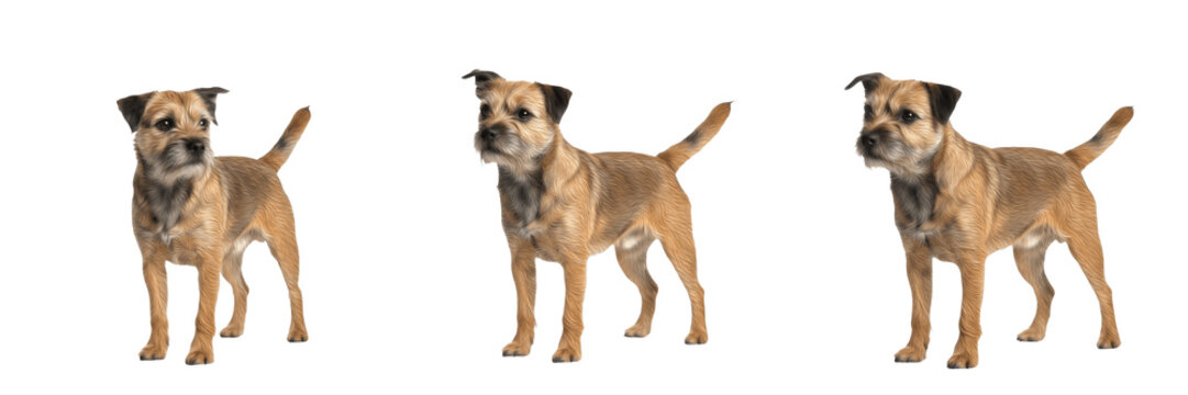 Border Terrier dog isolated on white background, Border Terrier Dog, Border Terrier Breed, Borderland Terrier, ボーダー・テリア, Terrier Type Dog, Classic Border Terrier