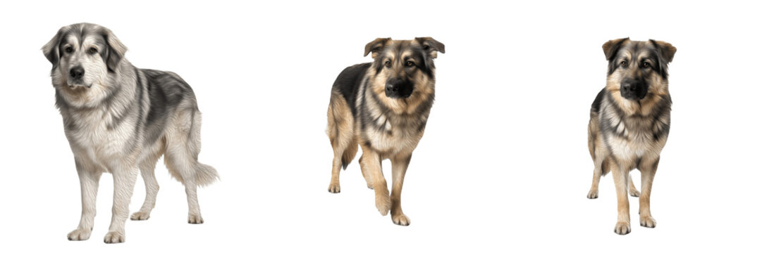Ukrainian Shepherd Dog isolated on white background, Ukrainsky Ovcharka, ウクライナ・シェパード, Ukrainian Shepherd Breed Dog, Ukrainian Herding Dog, Ukrainian Guardian Dog, Ukrainian Working Dog