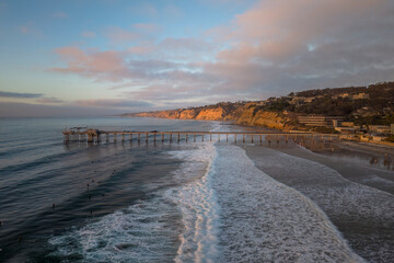Scripps Pier in La Jolla, California at sunset
