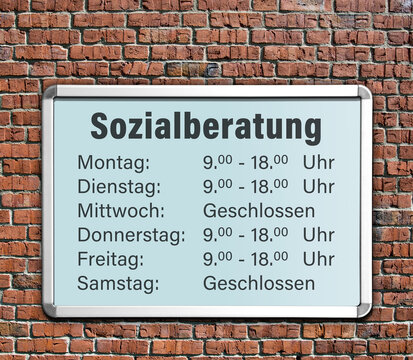 Hausschild, Sozialberatung, Gesch&auml;ftszeiten, (Sybolbild)