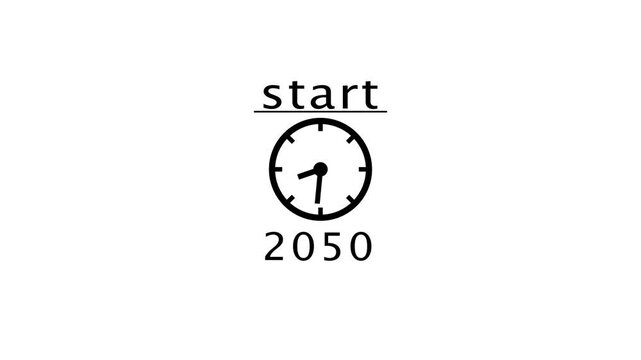 Time management clock concept. 2050 clock icon animation. 