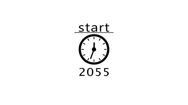 Time management clock concept. 2055 clock icon animation. 