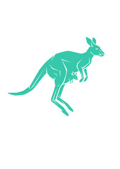 Fototapeta premium Silhouette of Female kangaroo with its baby on on its pouch.