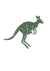 Obraz premium Silhouette of Female kangaroo with its baby on on its pouch.