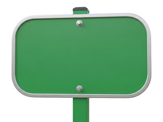 Green road sign isolated on transparent background