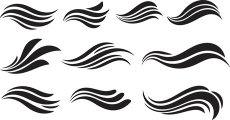 Fototapeta premium Black and white abstract wave design elements collection