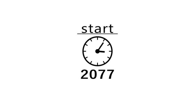 Time management clock concept. 2077 clock icon animation. 
