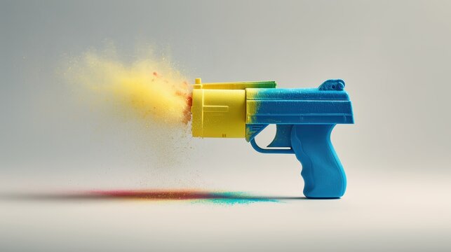 Pichkari spraying colorful gulal during Holi festival in India