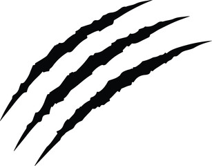 Three black jagged claw marks on a clean surface from a diagonal viewpoint