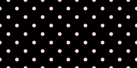 Vibrant pink polka dot pattern on a black background. Trendy aesthetic dots texture for alternative girl fashion, edgy wallpaper, and creative textile design. © MDC