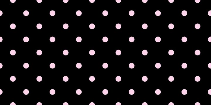 Vibrant pink polka dot pattern on a black background. Trendy aesthetic dots texture for alternative girl fashion, edgy wallpaper, and creative textile design.