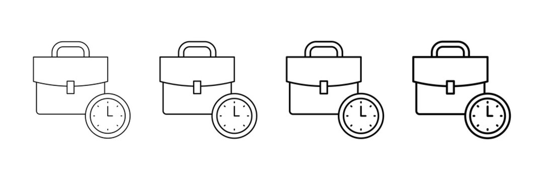 Office Clock Icons Vector Set In Different Stroke Line Style