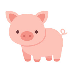 Fototapeta premium Cute standing piglet flat vector illustration