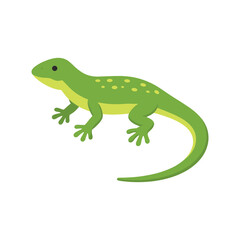 Obraz premium Green lizard crawling flat vector illustration