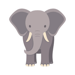 Obraz premium Front View Elephant Standing Cartoon Flat Vector